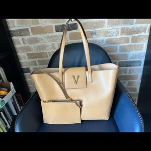 NWT! Versace Virtus Brown Saffiano Leather Totes (Final Offer!)